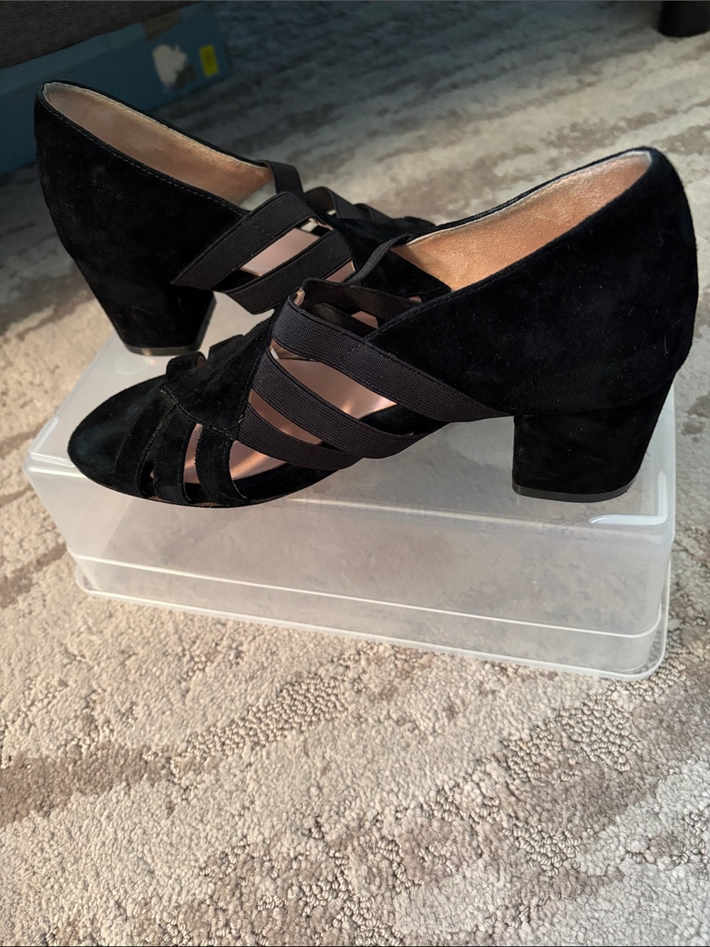 Taryn Rose Black Suede Strappy Open-Toe Flats - Picture 4 of 4
